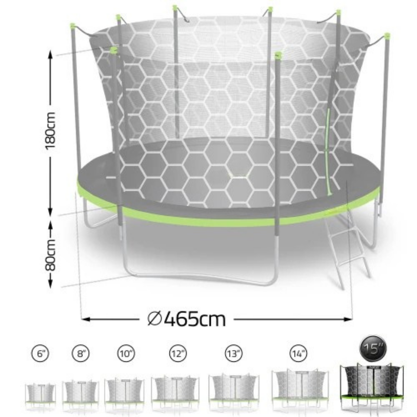 Trampoline enfant avec filet intérieur 465cm | AIR PRO