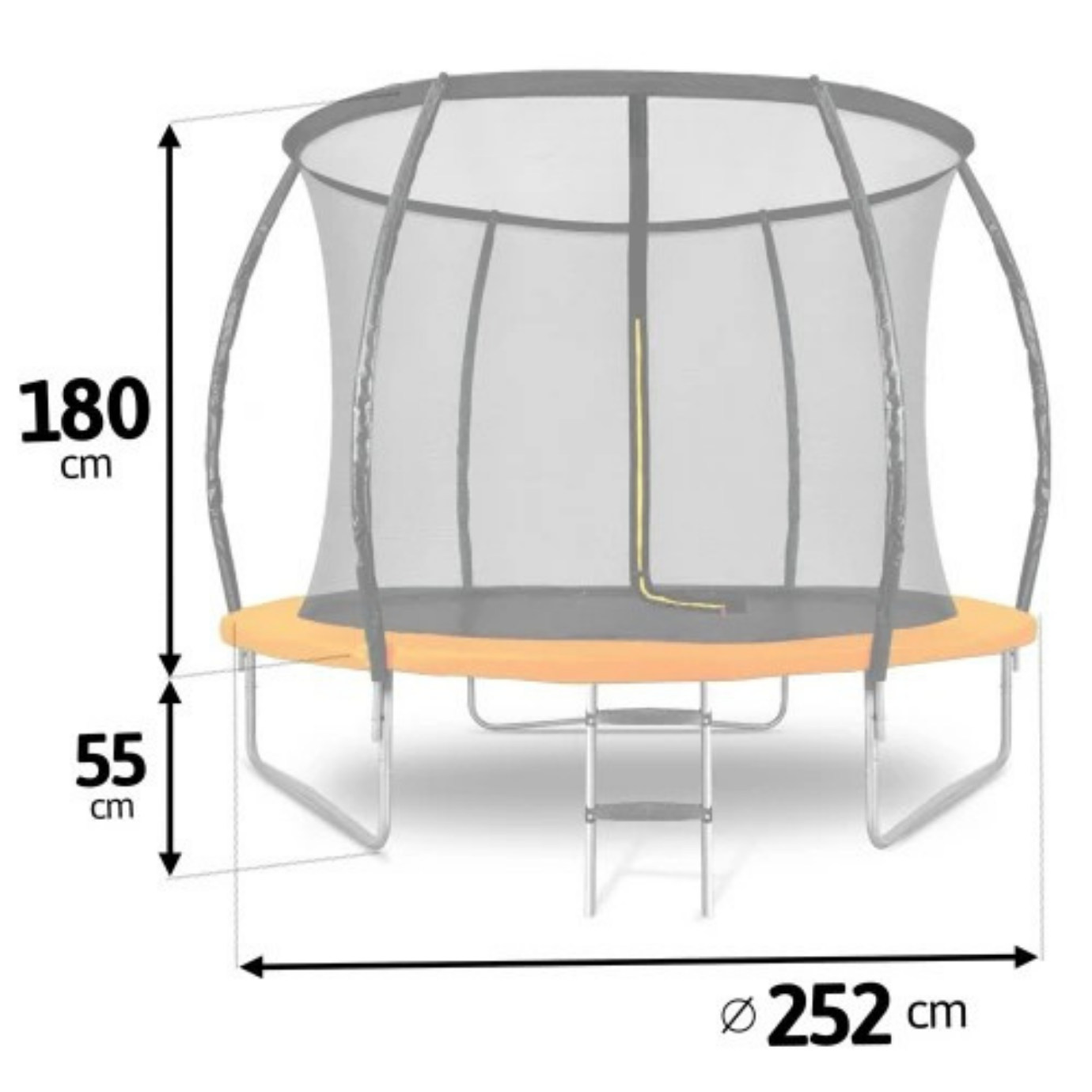 Trampoline de jardin profilé 252 cm avec filet intérieur | AIR PRO
