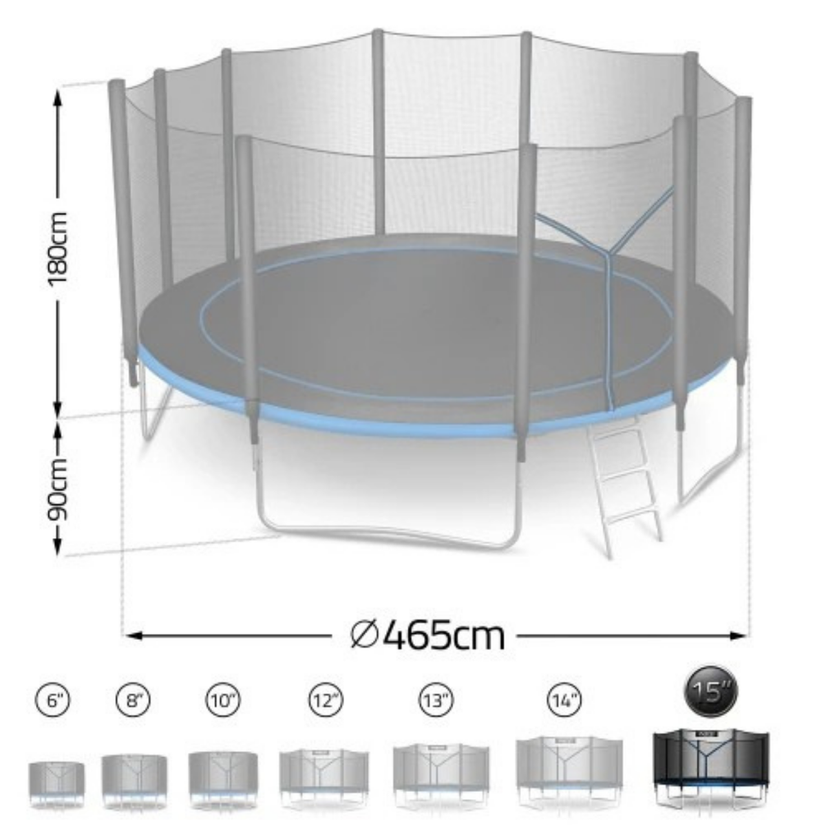 Trampoline de jardin avec filet de sécurité 435cm | AIR FAMILY
