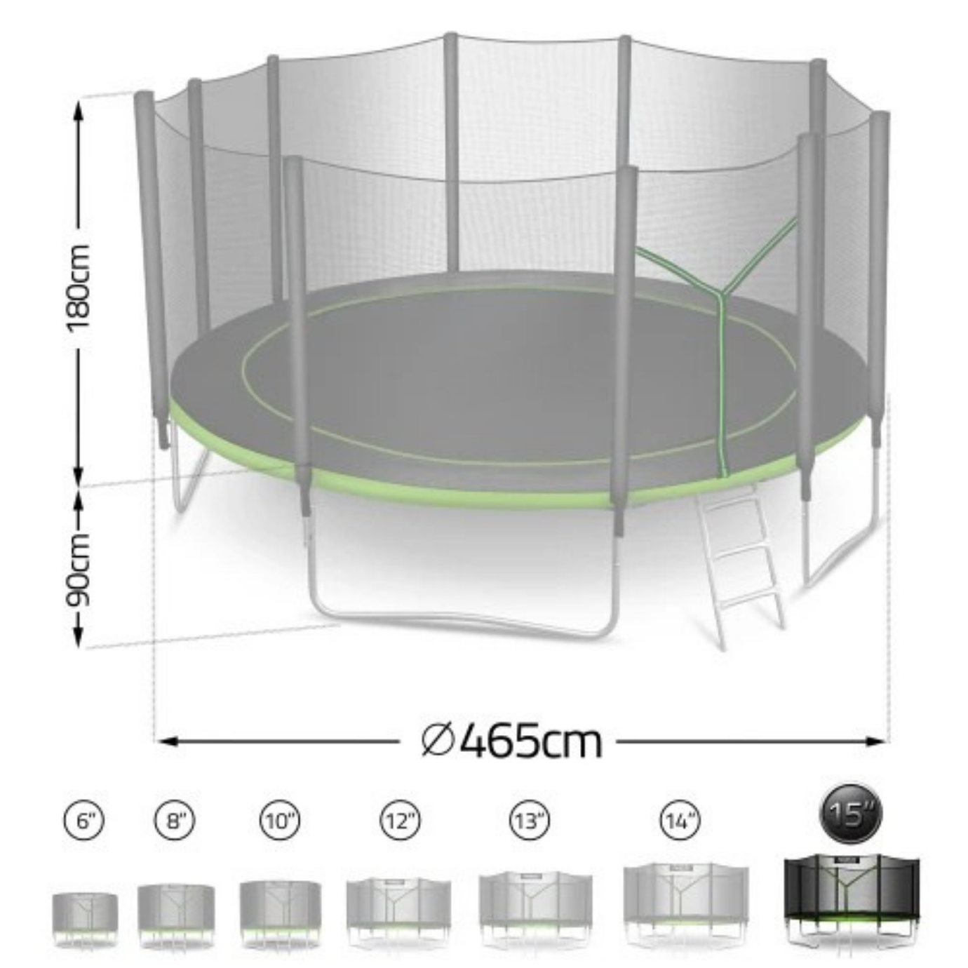 Trampoline de jardin avec filet de sécurité 465cm | AIR FAMILY