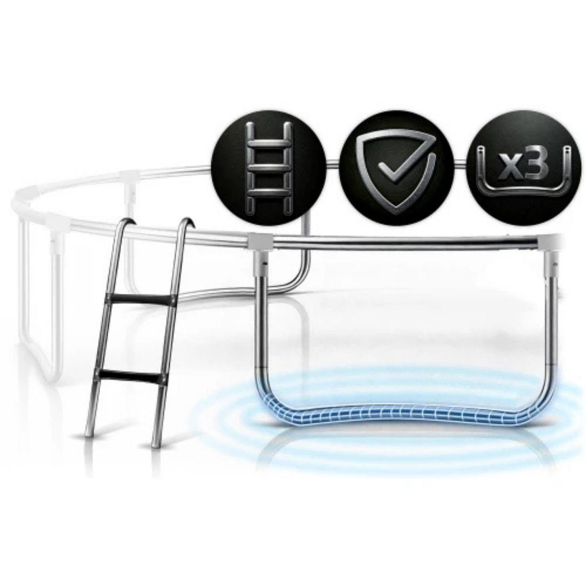 Trampoline de jardin profilé 252 cm avec filet intérieur | AIR PRO