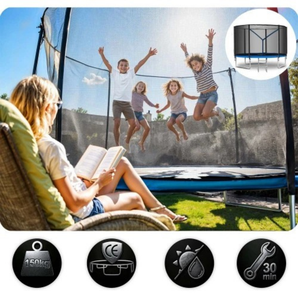 Trampoline enfant 312 cm avec filet et échelle | AIR FAMILY